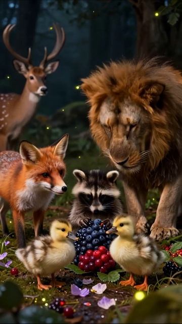 Друзья дикой природы: необычная встреча в лесу #животные #природа #приключения