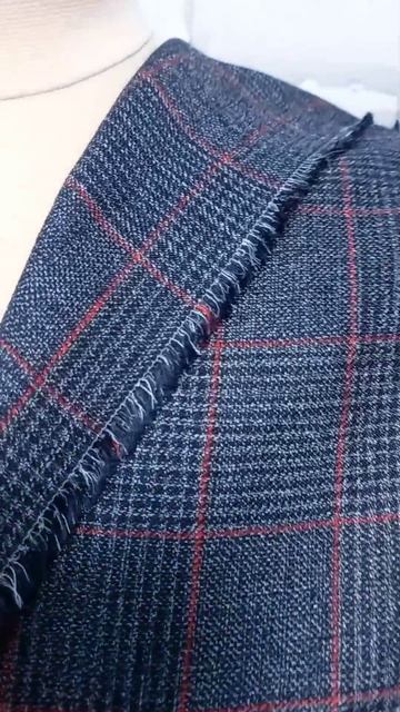 Твид лён с шёлком и полиамидом Италия, 545 темно-синяя клетка