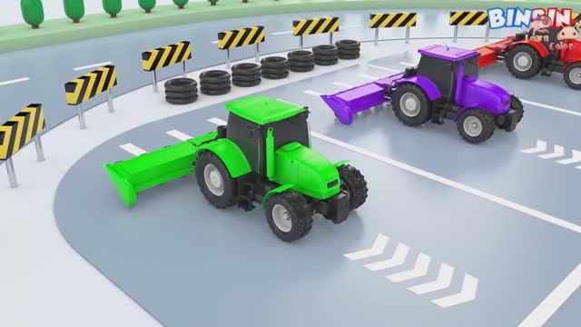 Учим цвета с помощью игрушечных водовоза и трактора Цвета с сельскохозяйственной техникой для детей