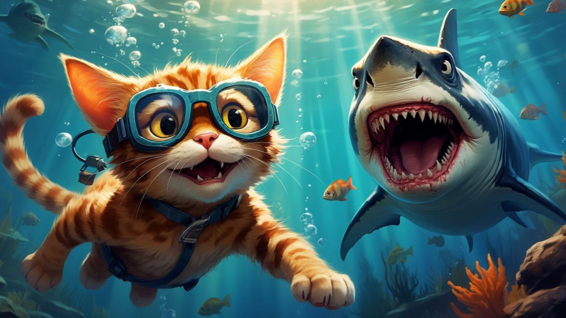 Мультики для детей. Злая акула напала на кота