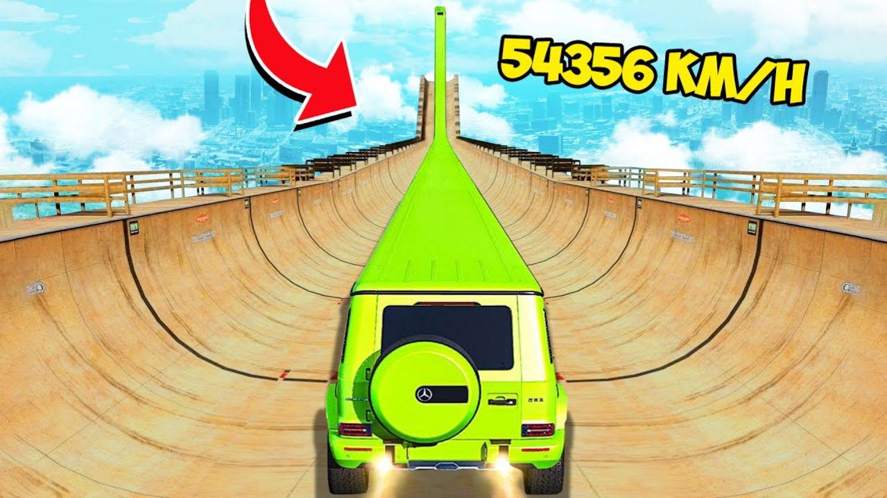 СПУСК БЕЗ ТОРМОЗОВ ПО МЕГА ТРАМПЛИНУ В ГТА 5 - ЭКСПЕРИМЕНТ В GTA 5