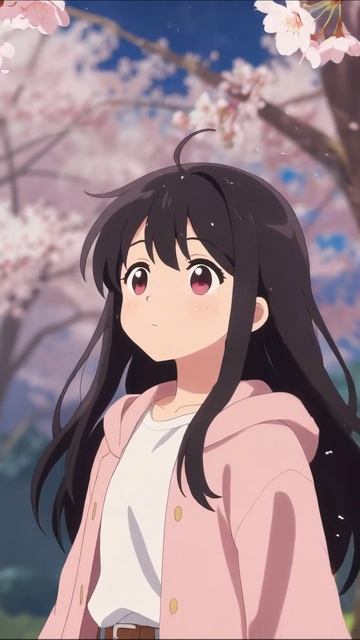 Весна среди цветущих вишен #аниме #весна #природа