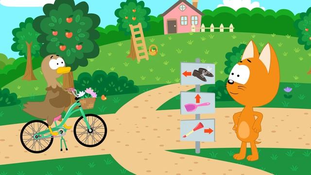 Животные растеряши потеряши - Котенок Котэ песенка игра - Учим право и лево