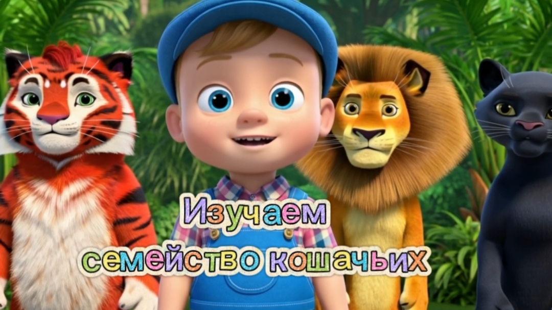 🦁🐯🐆ЛЁНЯ И СЕМЕЙСТВО КОШАЧЬИХ | Лев, тигр, чёрная пантера #дети #мультик #развивашки #детскиепесни