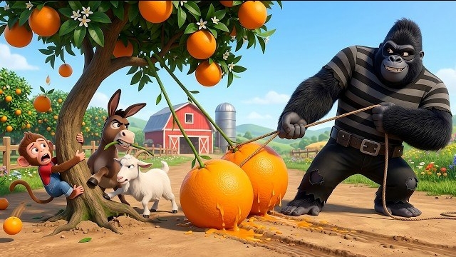 Забавная обезьянка | Отважная Нана ловит гигантского вора-гориллу! | Мультфильм про обезьянку