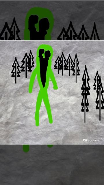 Зелёный человек с чёрными глазами и широким ртом СЪЕЛ обычного.