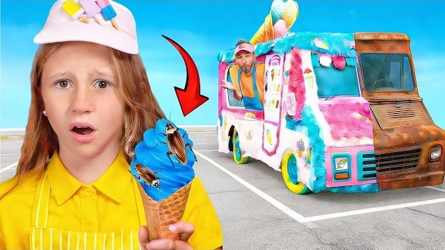 Настя делает фургончик с мороженым своими руками