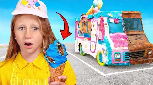 Настя делает фургончик с мороженым своими руками