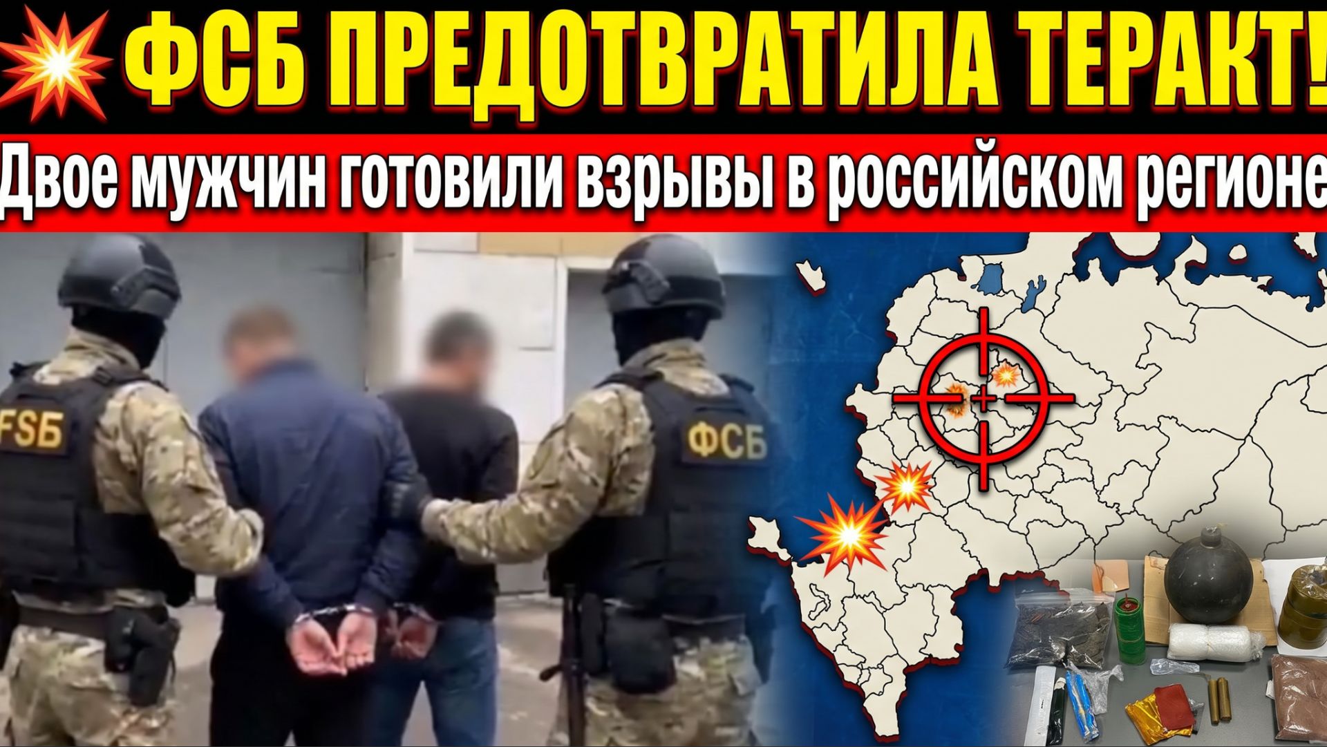 💥 ФСБ ПРЕДОТВРАТИЛА ТЕРАКТ! Двое мужчин готовили взрывы в российском регионе