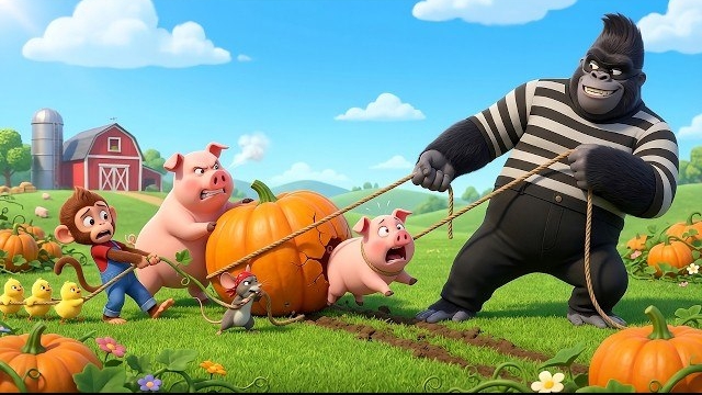 Забавная обезьянка | Отважная Нана вызывает полицию, чтобы поймать тыквенного вора! | Мультфильм