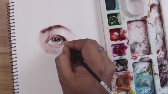 Рисуем глаза и нос акварелью