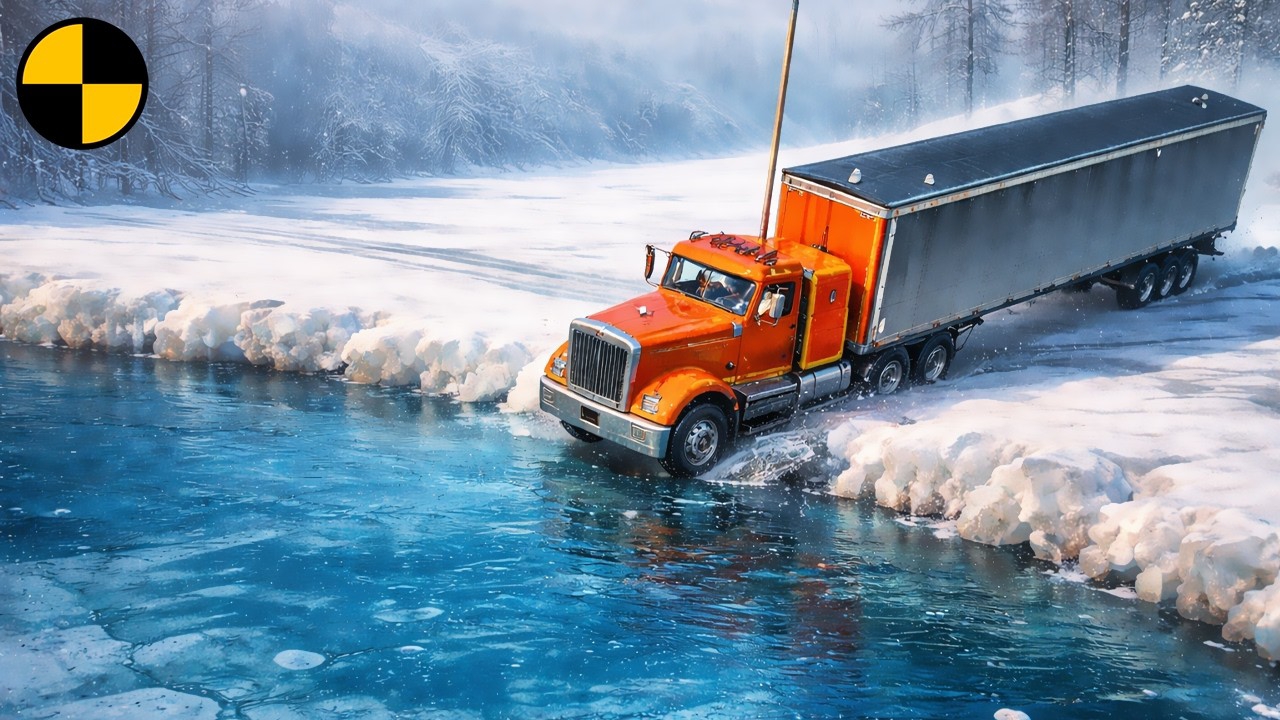 Машины едут по горной дороге | BeamNG Drive