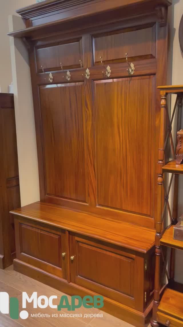 Прихожая с тумбой под обувь МИГ517 из массива красного дерева от Satin Furniture (Индонезия)