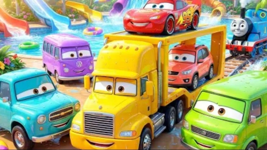 Микроавтобус, автовоз, пикап и тачки молния Маквин