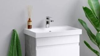 Тумба Смарт Т6/BS в комплекте с раковиной Модуо 60 Слим, бетон светлый 383435