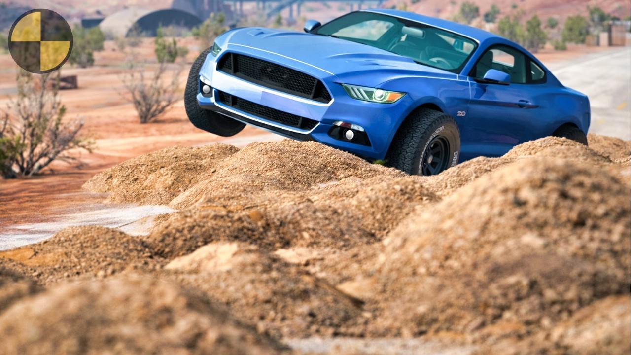 Машины едут по песчаным кучам | BeamNG Drive