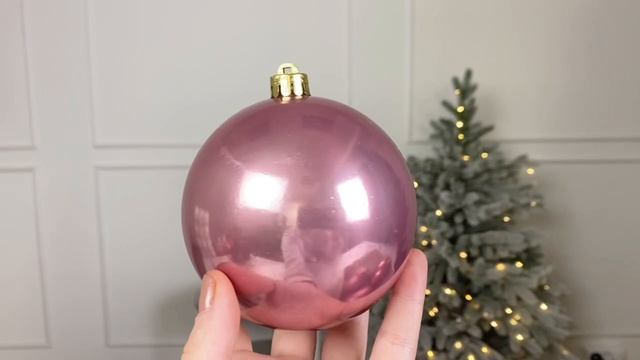 Набор однотонных пластиковых шаров глянцевых и матовых, цвет: розовый бархат, 100 мм, 022240