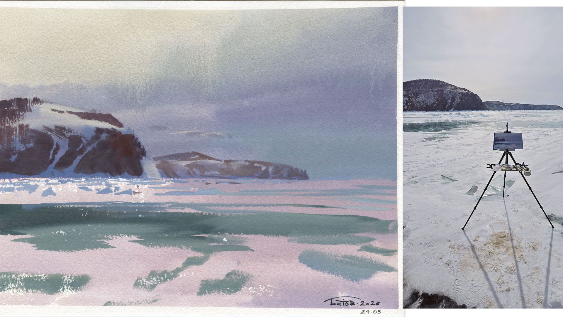 20260324 Около Хобоя. Байкал. Пленэрный этюд гуашь