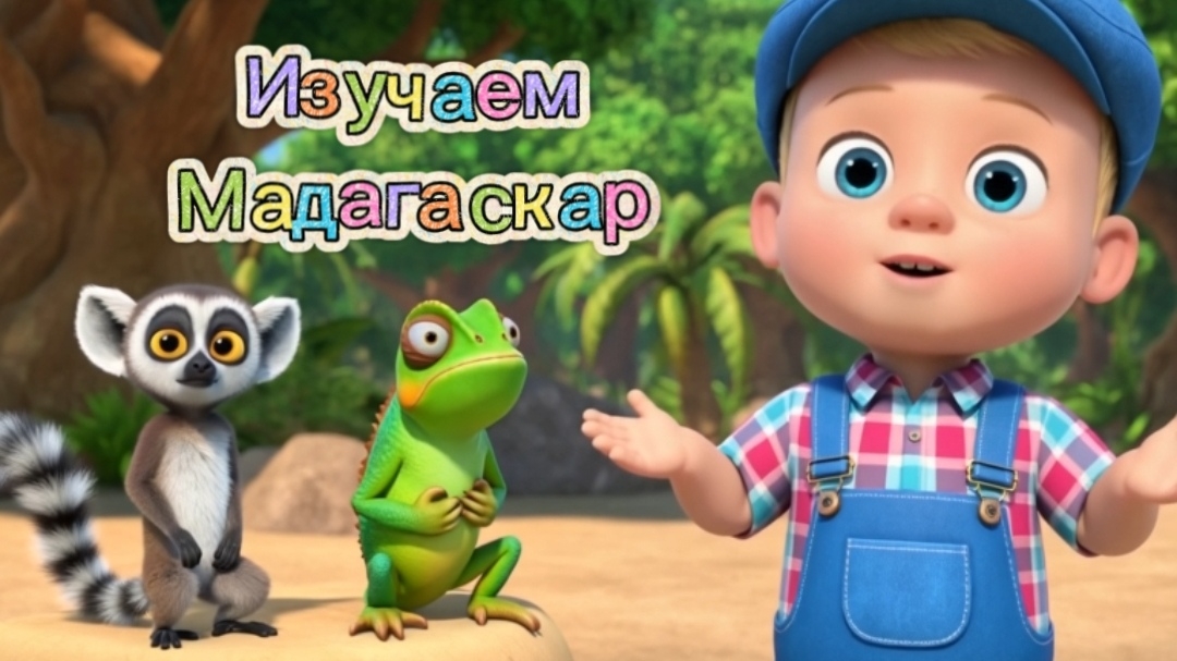 🐒🦎🌳ЛЁНЯ НА МАДАГАСКАРЕ | Учим: лемуры, хамелеоны, баобабы #дети #развивающиеуроки #песнидетские