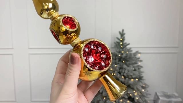 Ёлочная верхушка СТИПЛ, стекло, золотая, 30 см, ABT634700-3