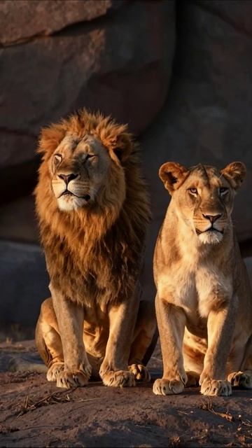 Царственные львы в дикой природе #леоны #приключения #природа