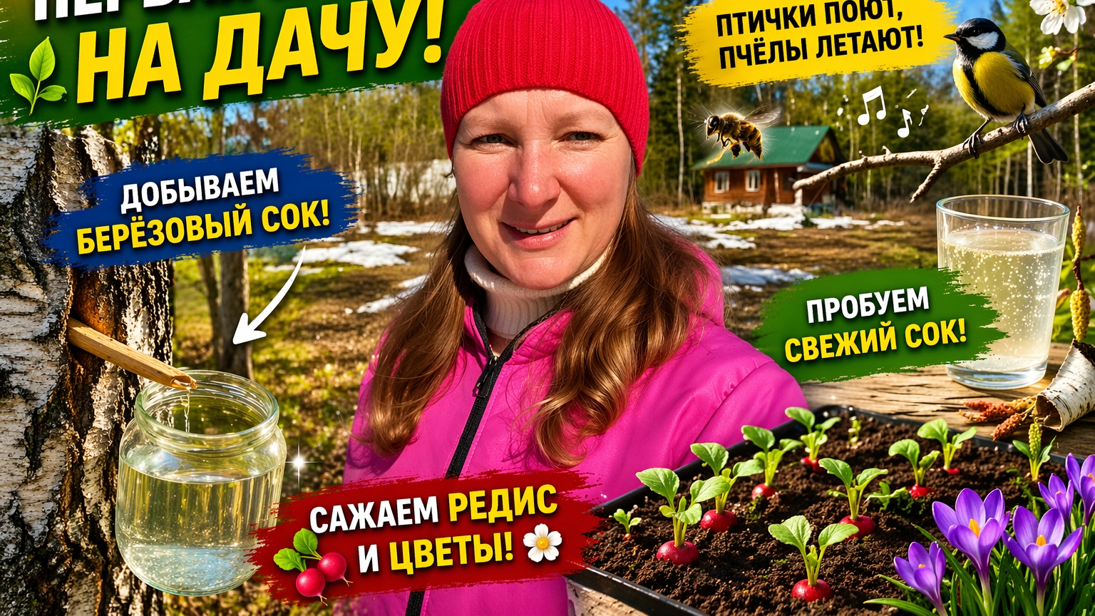 Весна пришла 🌿 Поехали на дачу: берёзовый сок, пчёлы и первые посадки