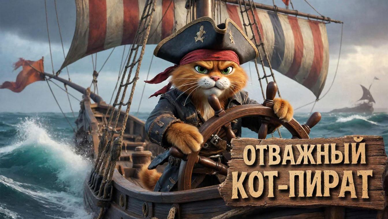 Музыкальный мультфильм для детей | Отважный кот пират 🚢 🐱