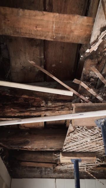 Потолок мог рухнуть в любой момент - сгнившие балки пришлось менять полностью...