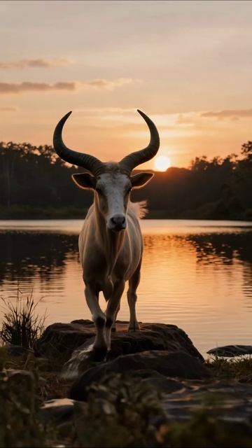 Восход солнца и красавец-баран #природа #животные #закат