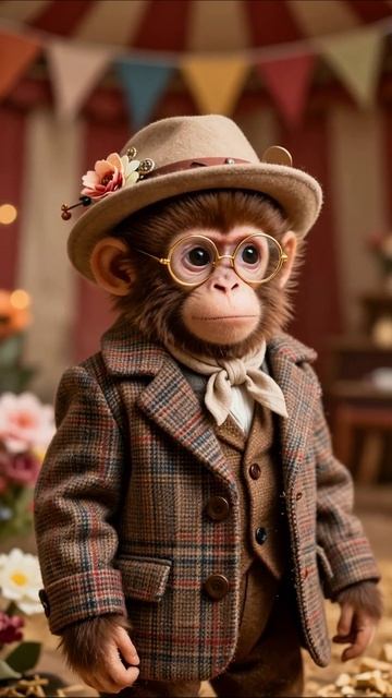 Очаровательная обезьянка в костюме #обезьяна #мода #веселье