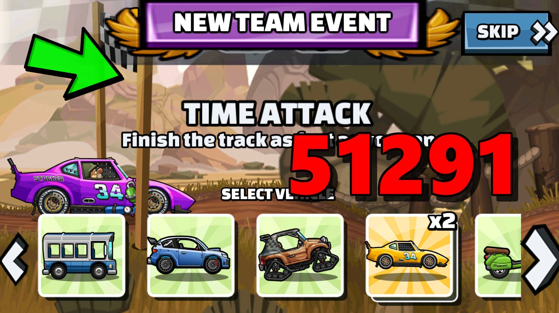 ❗🔔 51291 NEW Team Event (Bumpy Ride Bonanza) - Hill Climb Racing 2