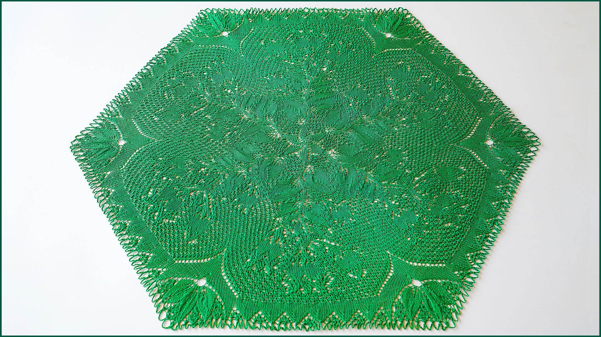 Салфетка спицами шестиугольная. Часть 3.