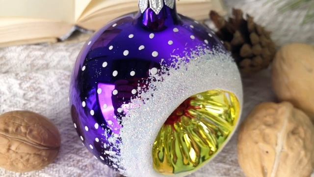 Елочный шар ЛУЧИСТЫЙ фиолетовый, 85 мм, С1448-фиол