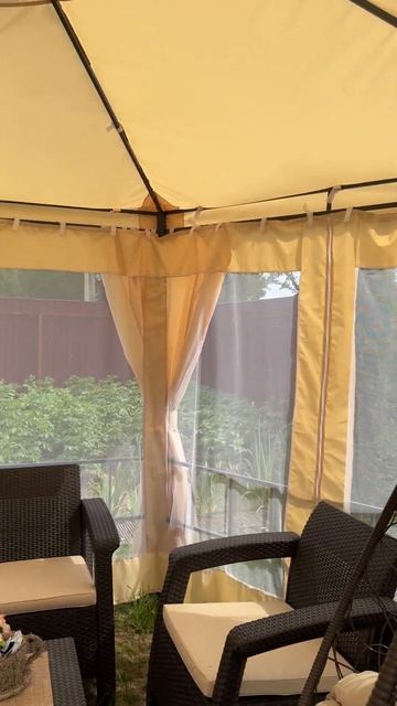 Наши работы. Тент на шатер, тент на садовую качель, подушка