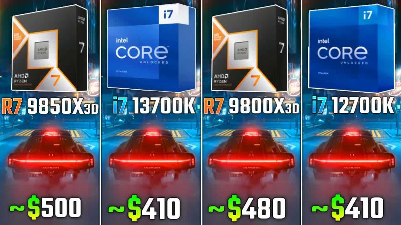 Ryzen 7 9850X3D Vs I7-13700K Vs Ryzen 9 9800X3D Vs I7-12700K | 6 игр | 2160p (4K)