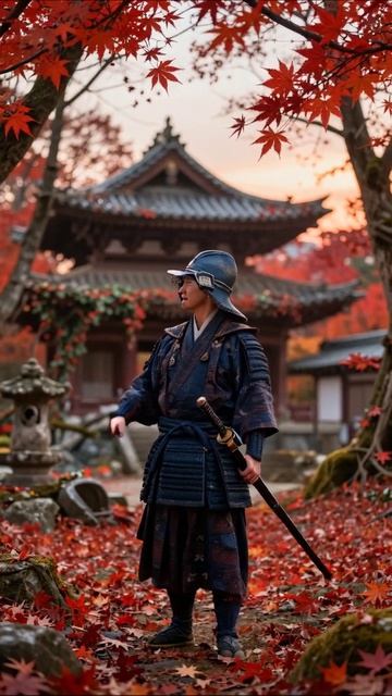 Самурай в осеннем лесу #самурай #осень #япония