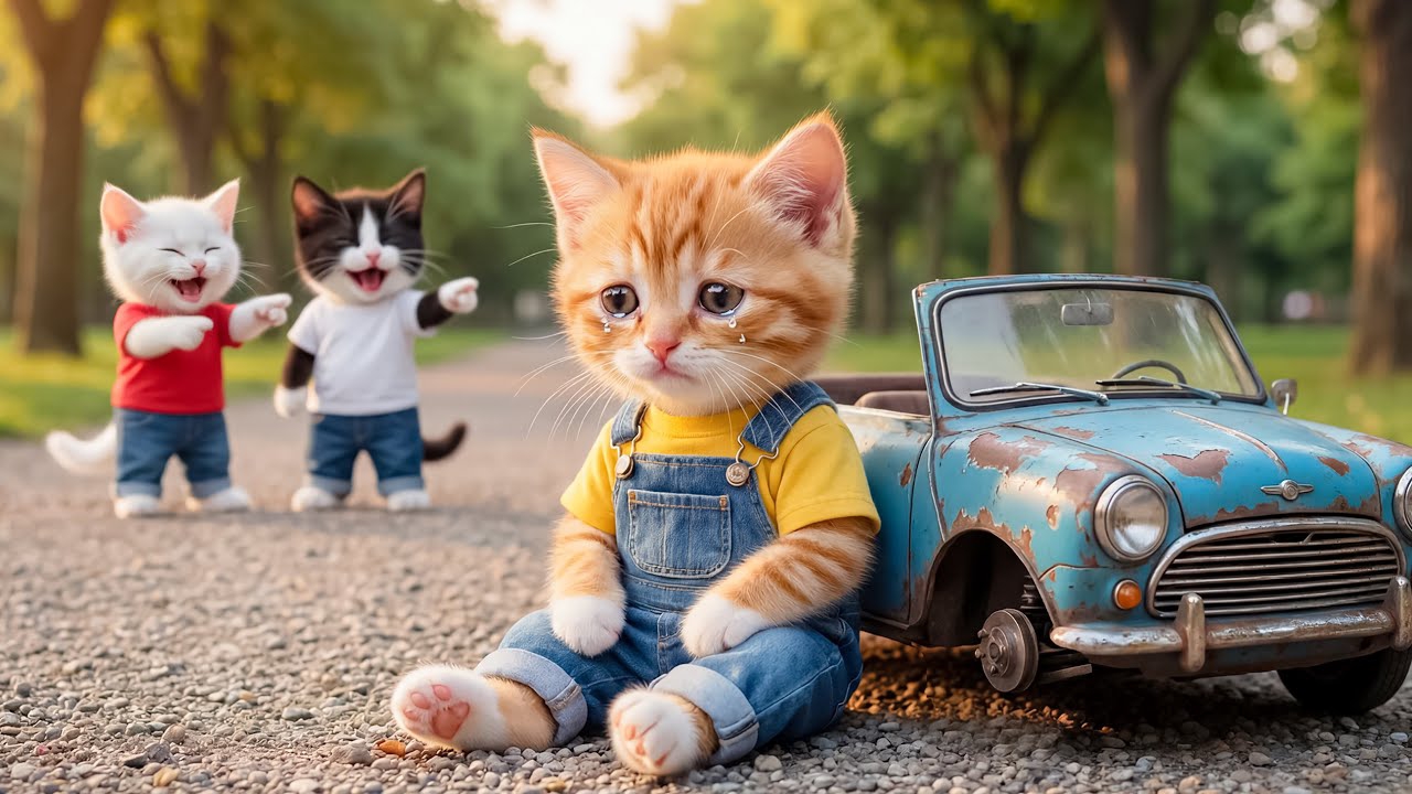 Мультики для детей. У котика сломалась машинка, мультики/видео про котиков