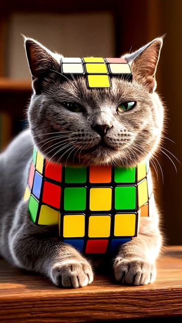 Кот в кубе Рубика #cat #видосыоткота #cute #веселыекоты #прикольныекоты #прикольныекоты #funnycats
