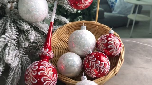 Набор елочных игрушек УТРЕННИЙ, красный, верхушка+4х62 мм+4х75 мм, С1305-кр