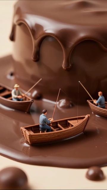 Рыбалка на шоколадном озере #шоколад #миниатюры #кулинария