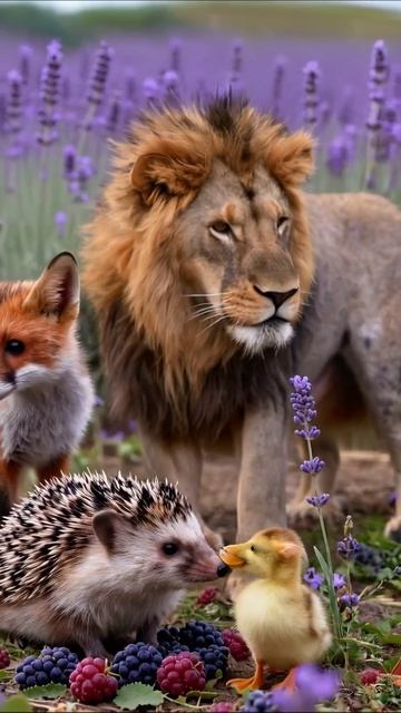 Друзья леса: необычная встреча животных #животные #природа #друзья