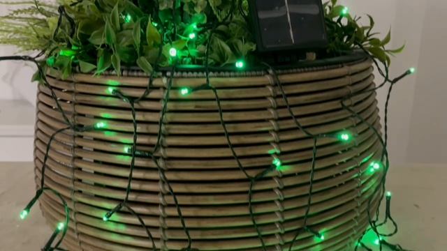 Садовая гирлянда Solar НИТЬ на солнечной батарее, 100 зелёных LED-огней, 10+0.5 м, DL-1003