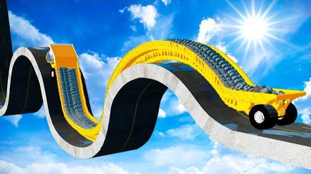 Новые длинные машины против кривой дороги в Teardown