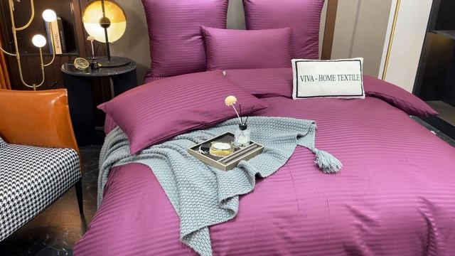 Комплект постельного белья Страйп Сатин Однотонный «Роскошный пурпур»