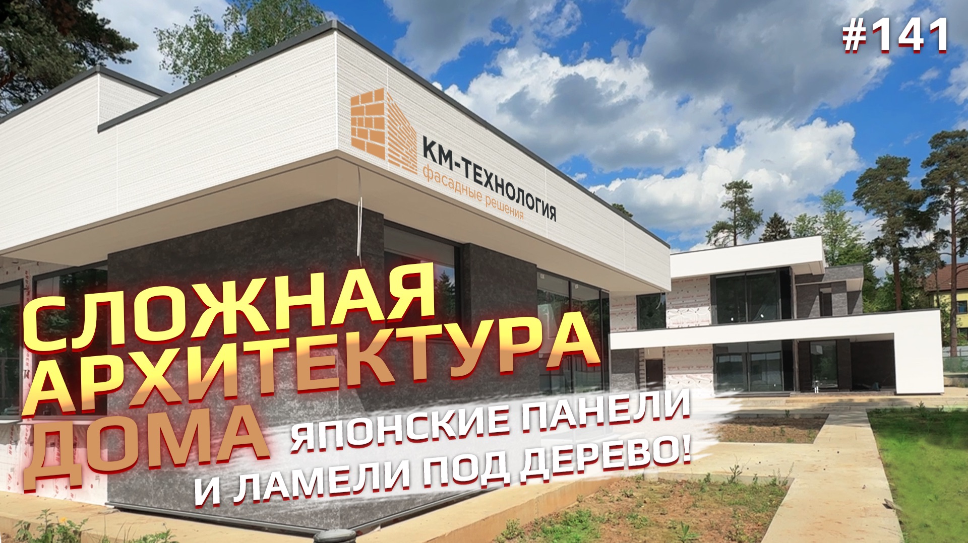 Сложная архитектура дома. Японские панели и ламели под дерево.