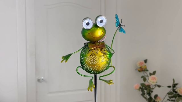 Декоративный садовый штекер на солнечной батарее Solar ЛЯГУШОНОК РАННИ, металл, 58 см, 573000110-2