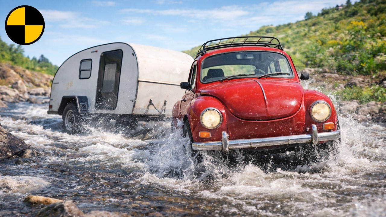 Машины едут через бурную реку | BeamNG Drive