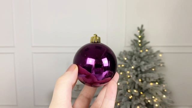 Набор однотонных пластиковых шаров глянцевых, цвет: фиолетовый, 60 мм, упаковка 12 шт., 906423s