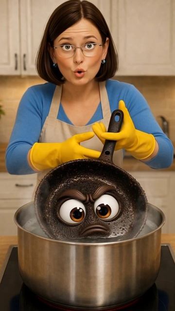 Очень грязная сковорода? Не покупай новую! Покажу копеечный способ вернуть сковороде прежний вид. #с