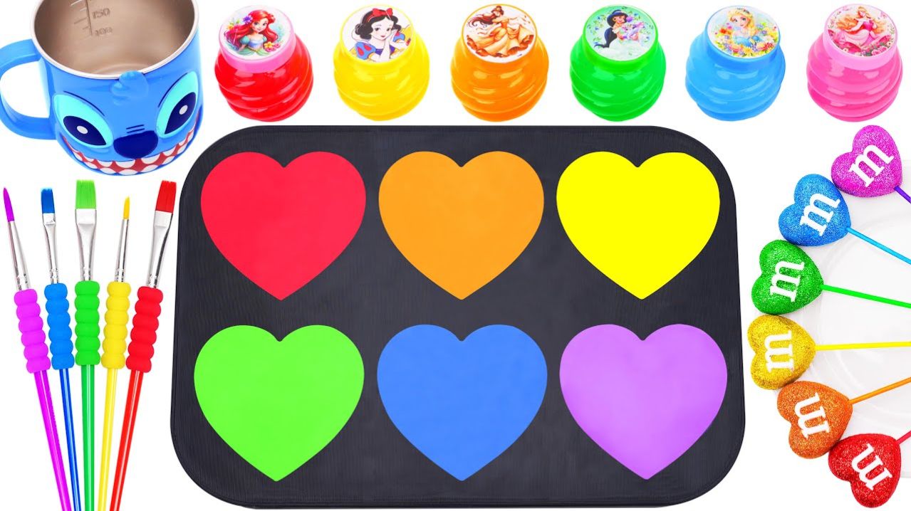 Как сделать бассейн из слайма 6 цветов из радужных леденцов-сердечек: нарезка